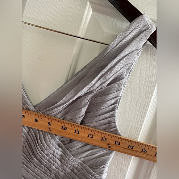 NWT BHLDN Anthro S Kia Sleeveless Maxi Bridesmaid Dress Fog Chiffon V Neck Ruche - Picture 12 of 15